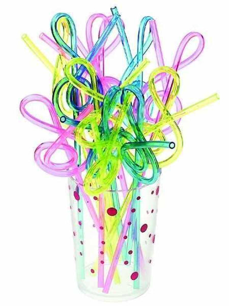 PLASTIC STRAWS ASSORTED COLOURS TREBLE CLEF PACK OF 12