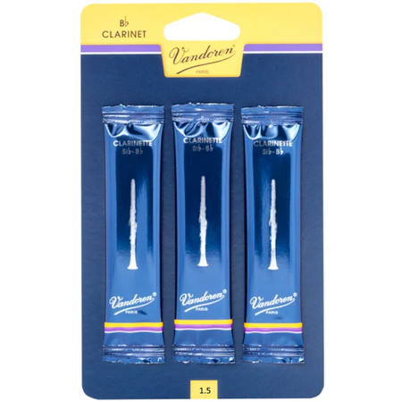 Vandoren B Flat Clarinet Reed Traditional Card 3 1.5