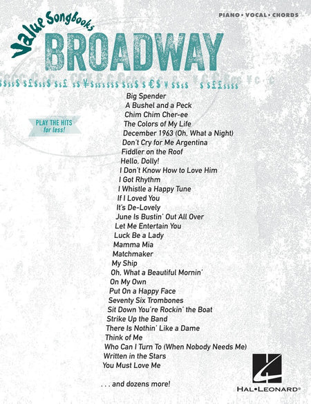 VALUE SONGBOOKS BROADWAY PVG