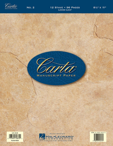 CARTA MANUSCRIPT NO 2 BASIC 96 PAGES 12 STAVE LOOSE LEAF