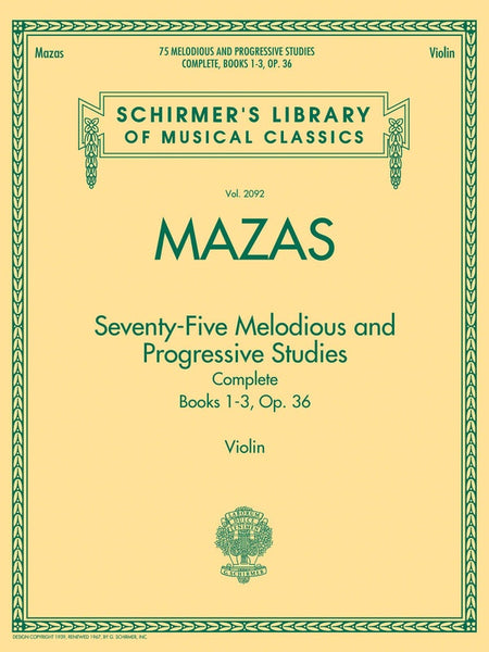 MAZAS - 75 MELODIOUS PROGE STUDIES OP 36 VIOLIN COMPLETE