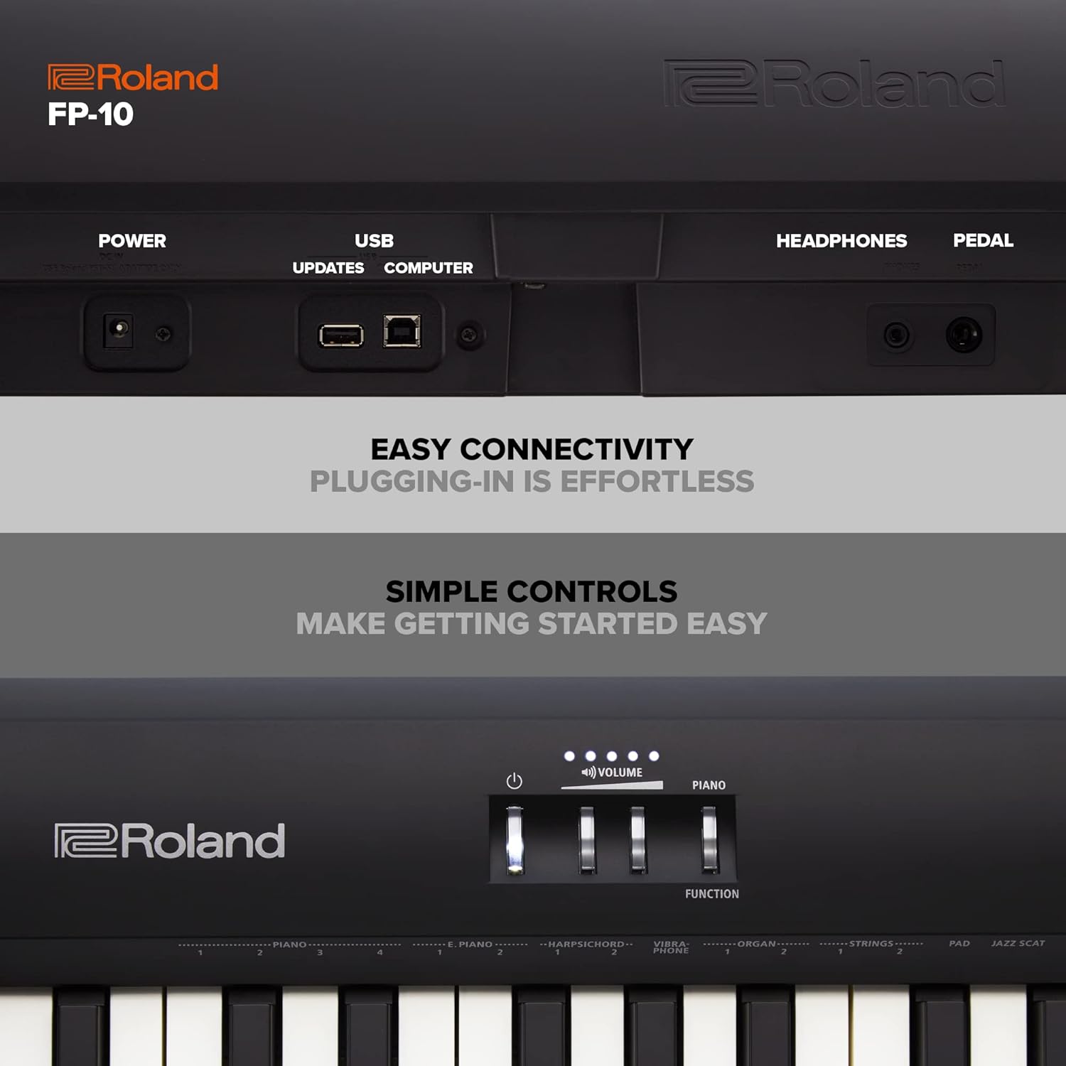 Roland FP-10BKS Digital Piano Bundle With KSC-FP10 Stand