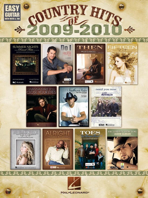 COUNTRY HITS OF 2009 - 2010 EASY GTR NOTES TAB