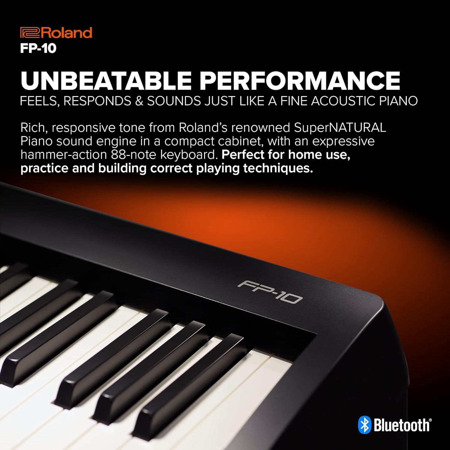 Roland FP-10BKS Digital Piano Bundle With KSC-FP10 Stand