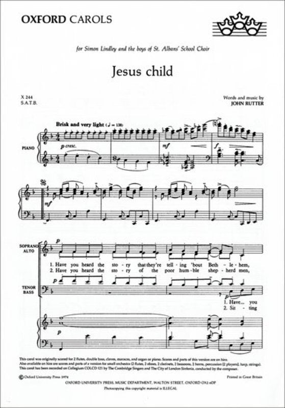 JESUS CHILD SATB/PNO