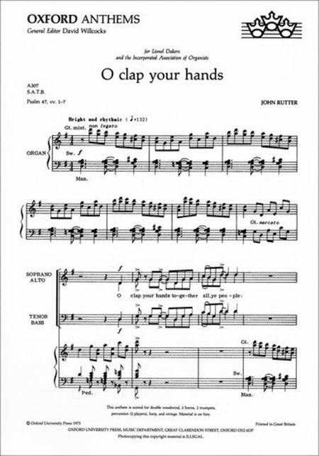 O CLAP YOUR HANDS SATB