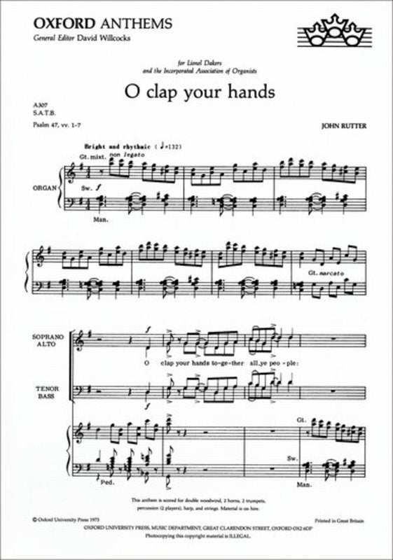O CLAP YOUR HANDS SATB