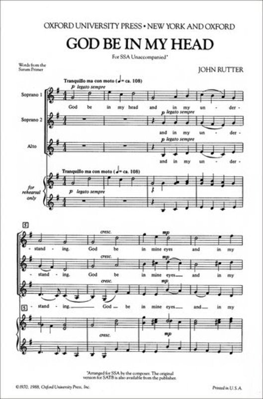 GOD BE IN MY HEAD SSA UNACCOMPANIED