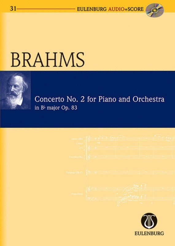 BRAHMS - PIANO CONCERTO NO 2 OP 83 STUDY SCORE BK/CD