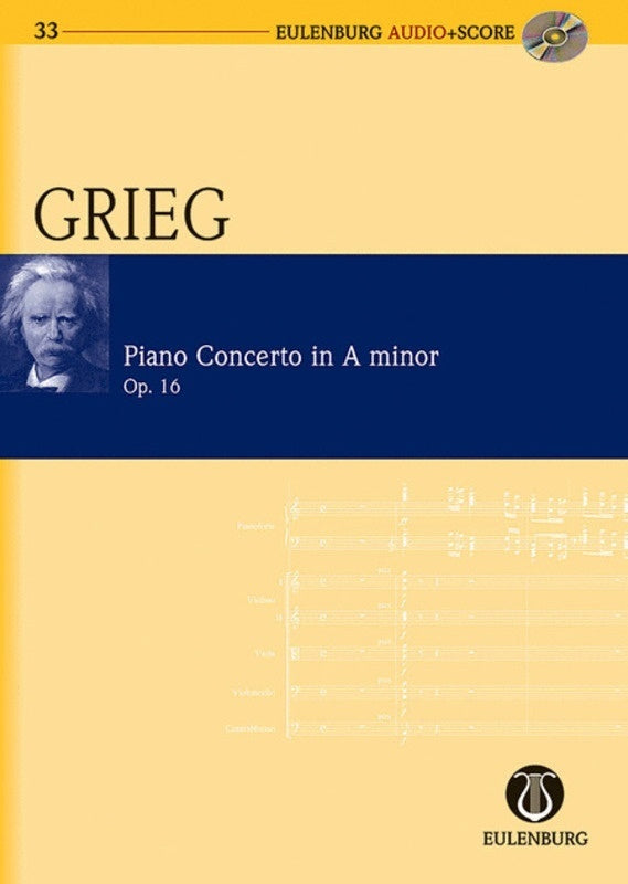 GRIEG - PIANO CONCERTO A MINOR OP 16 STUDY SCORE BK/CD