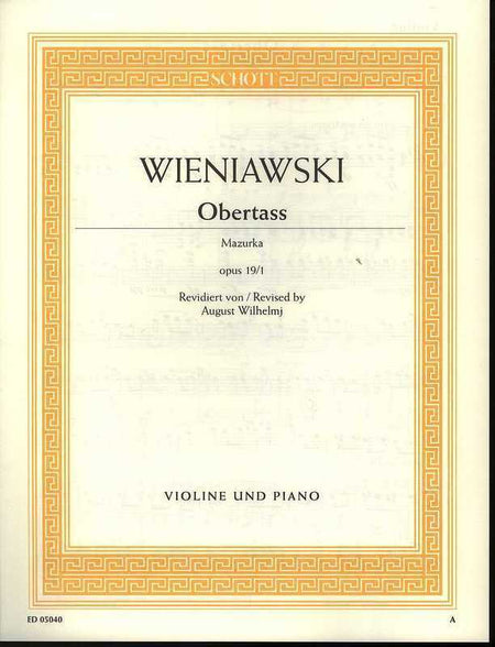WIENIAWSKI - OBERTASS MAZURKA OP 19 NO 1 VIOLIN/PIANO