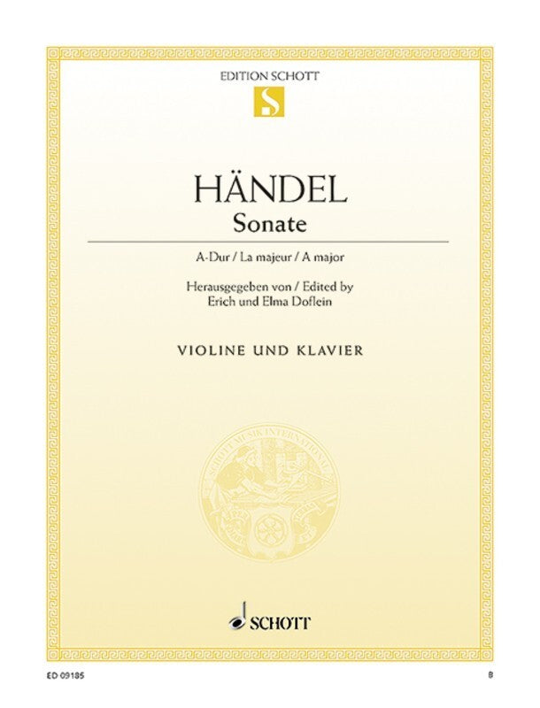 HANDEL - SONATA A MAJOR NO 3 VIOLIN/PIANO
