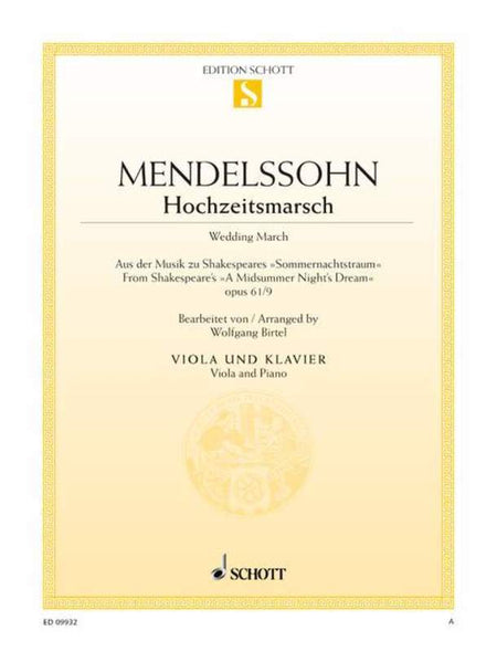MENDELSSOHN - WEDDING MARCH VIOLA/PIANO