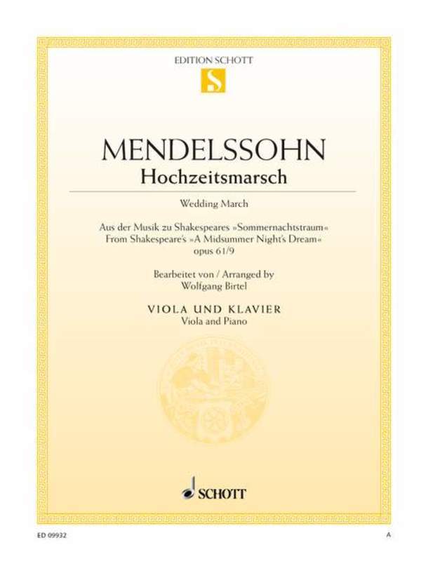 MENDELSSOHN - WEDDING MARCH VIOLA/PIANO