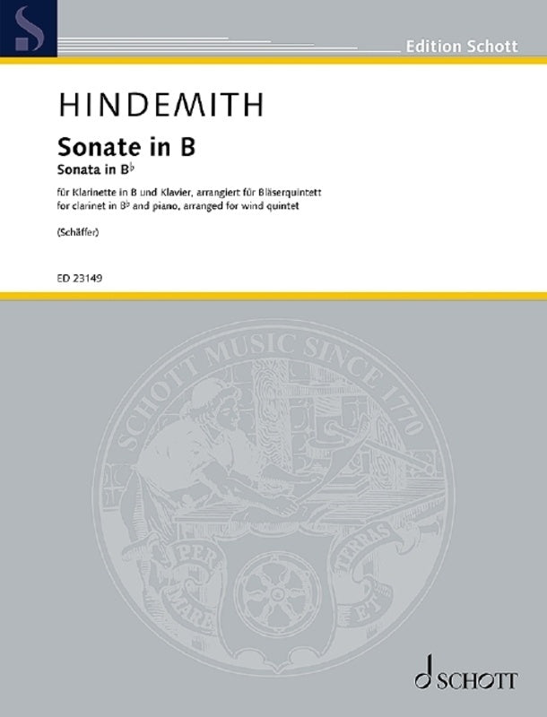 HINDEMITH - CLARINET SONATA ARRANGED WIND QUINTET SC/PTS