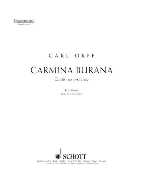 ORFF - CARMINA BURANA WOMENS CHORUS SA