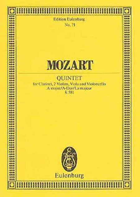 MOZART - CLARINET QUINTET A K 581 STUDY SCORE