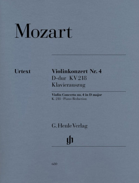 MOZART - CONCERTO NO 4 D K 218 VIOLIN/PIANO