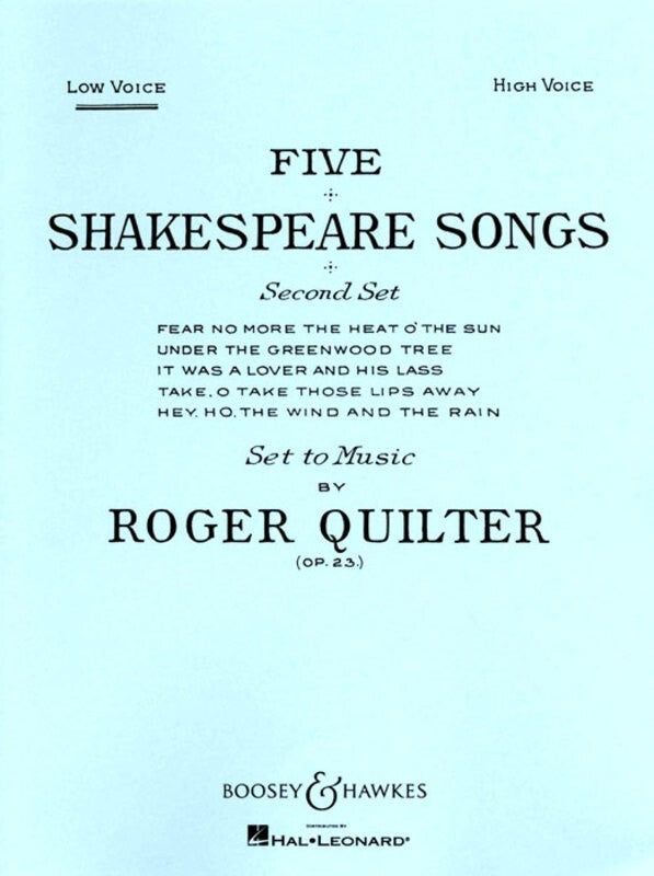 FIVE SHAKESPEARE SONGS OP 23 LOW VOICE