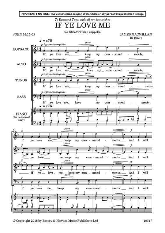 IF YE LOVE ME SSAATTBB A CAPPELLA
