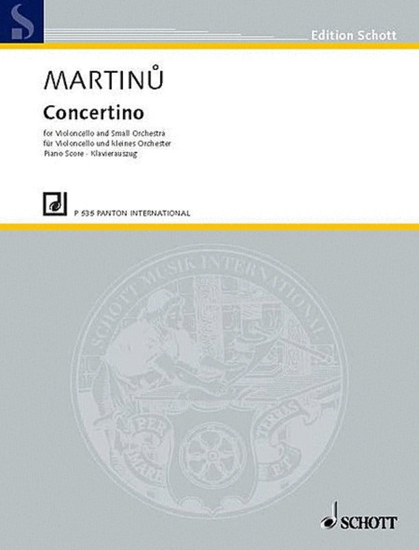 MARTINU - CONCERTINO FOR CELLO/PIANO