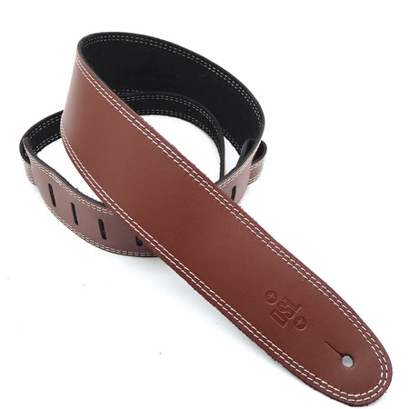 2.5 INCH SINGLE LAYER STRAP MAROON/BEIGE STITCH