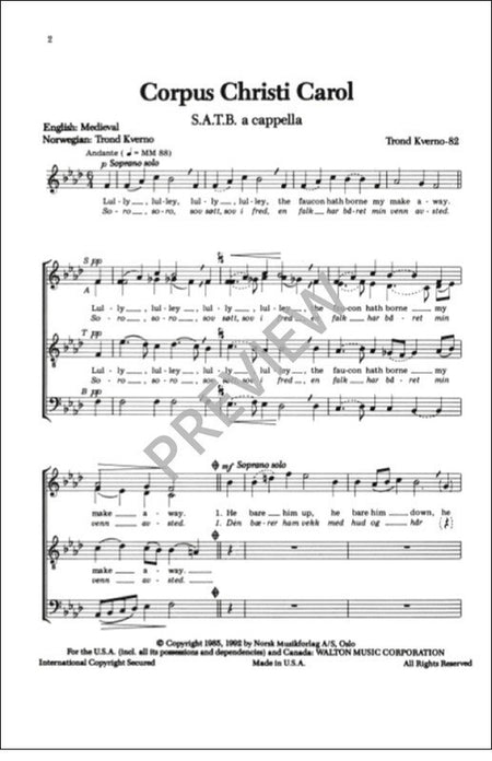 CORPUS CHRISTI CAROL SATB A CAPPELLA