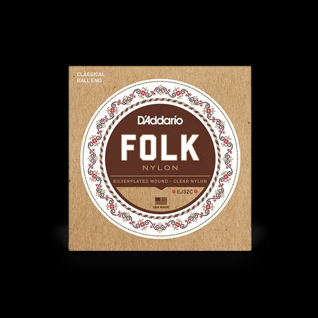 D'Addario EJ32C Folk Nylon Guitar Strings, Ball End