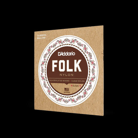 D'Addario EJ32C Folk Nylon Guitar Strings, Ball End