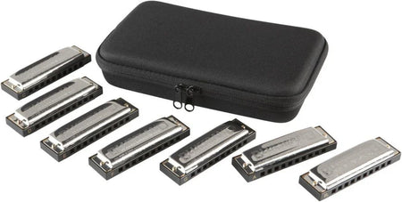 Hohner BluesBand Set of Seven Harmonicas 7 keys with Custom case
